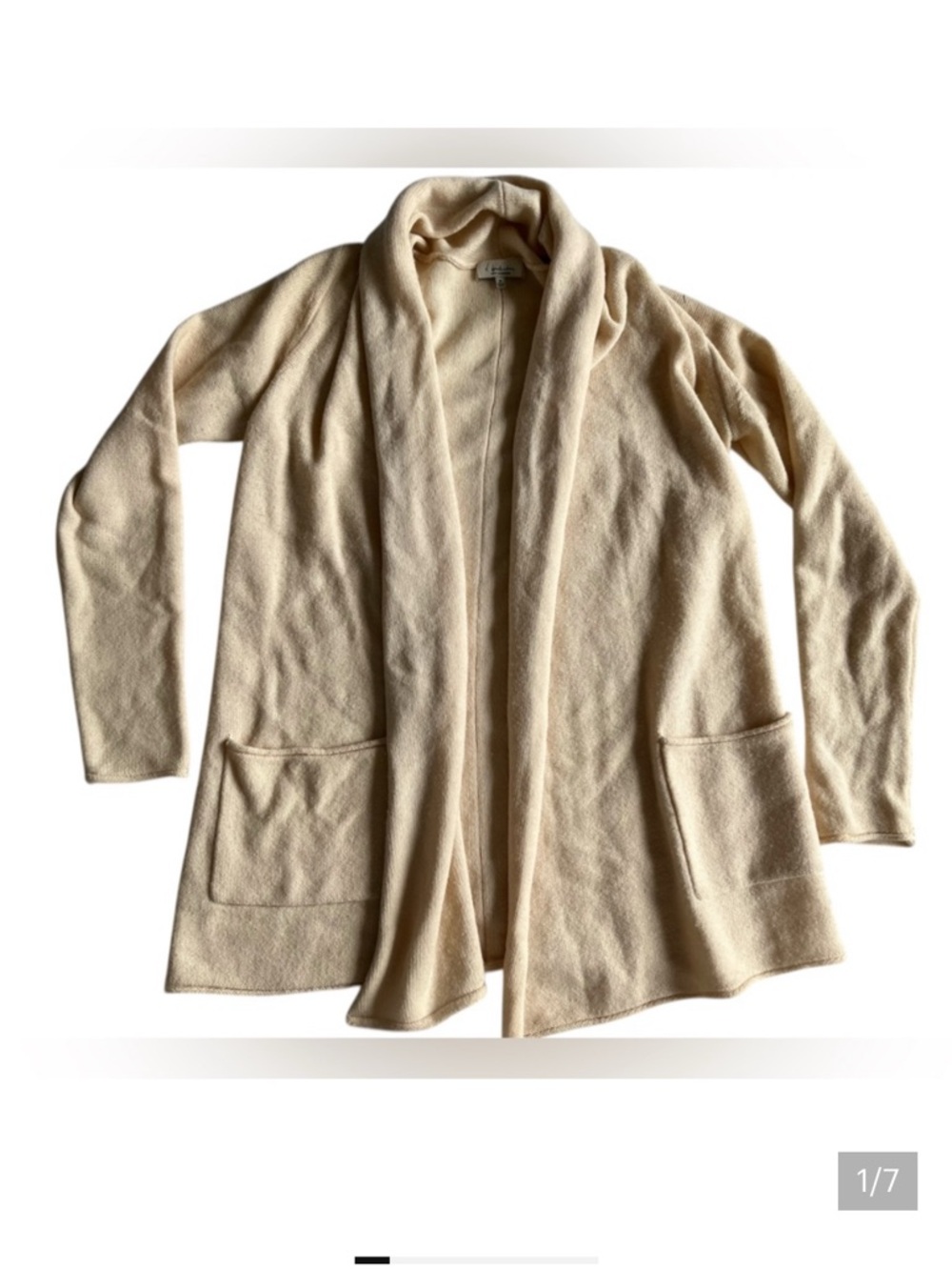 Aritzia Babaton cashmere Cream Open-Front Pocket Cardigan